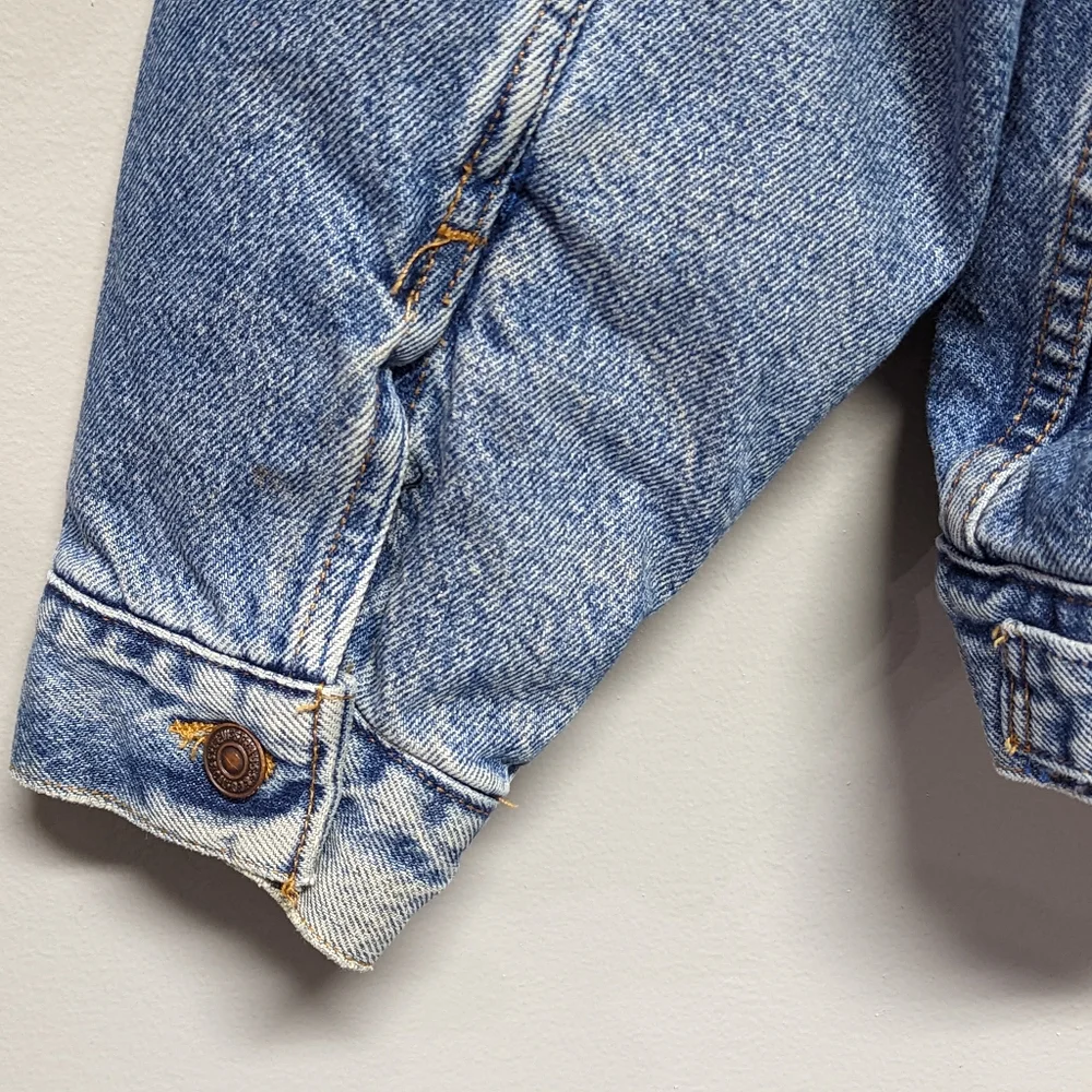 🎉HP Vtg Men's Levi's Trucker Jacket Denim Fleece Lining 100% Cotton USA 80's L - Picture 6 of 15